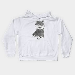 Husky - Art by 6 years old Kids Hoodie